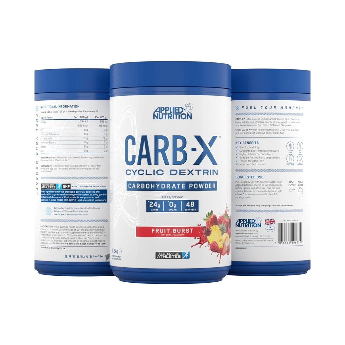 Applied Nutrition Carb X Highly Branched Cyclic Dextrin Carbohydrates, Intra & Post Workout Carbs Powder, Fuel Training & Recovery, Vegan, Gluten Free, Sugar Free, 1.2kg 48 Servings
