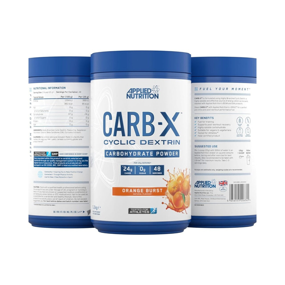 Applied Nutrition Carb X Highly Branched Cyclic Dextrin Carbohydrates, Intra & Post Workout Carbs Powder, Fuel Training & Recovery, Vegan, Gluten Free, Sugar Free, 1.2kg 48 Servings