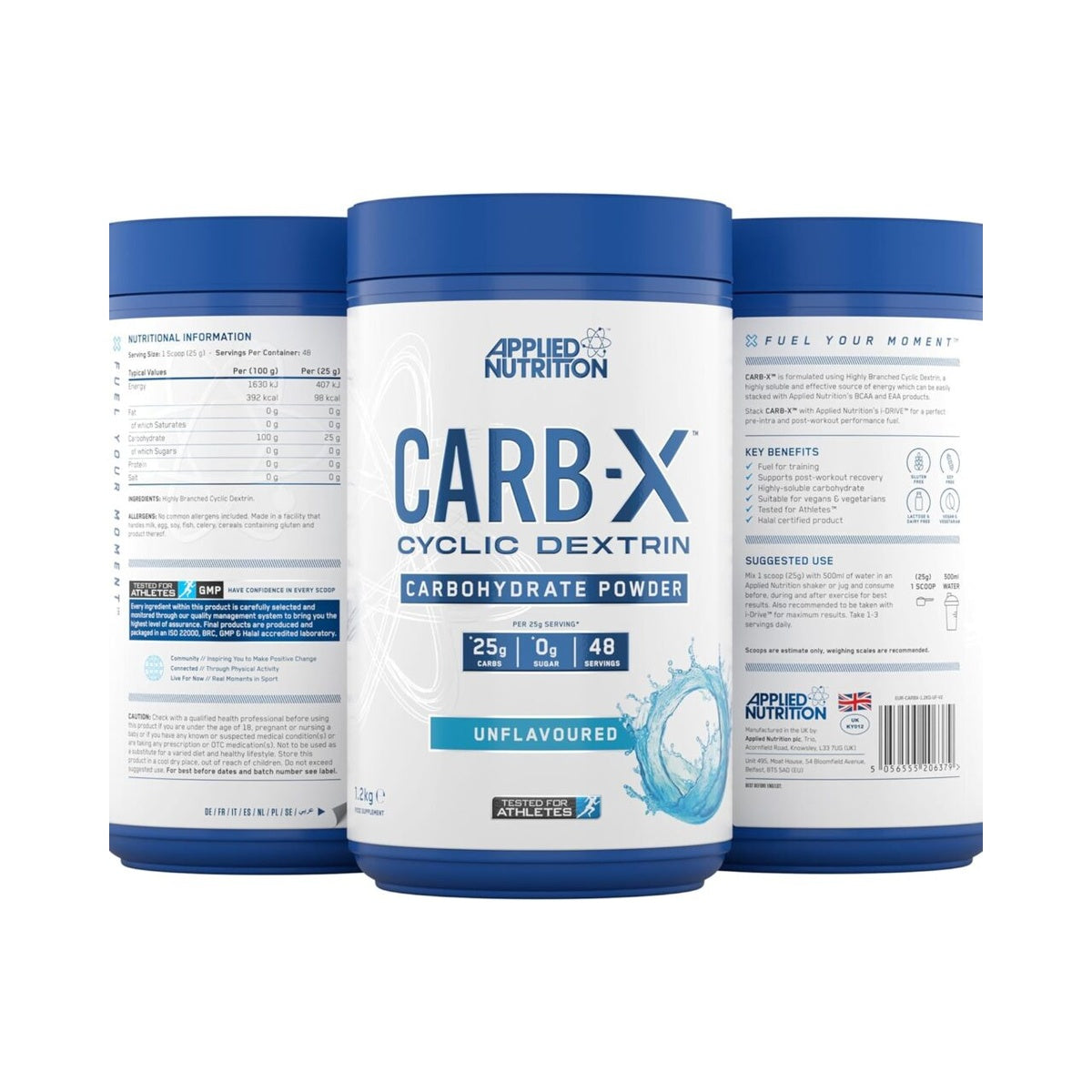 Applied Nutrition Carb X Highly Branched Cyclic Dextrin Carbohydrates, Intra & Post Workout Carbs Powder, Fuel Training & Recovery, Vegan, Gluten Free, Sugar Free, 1.2kg 48 Servings