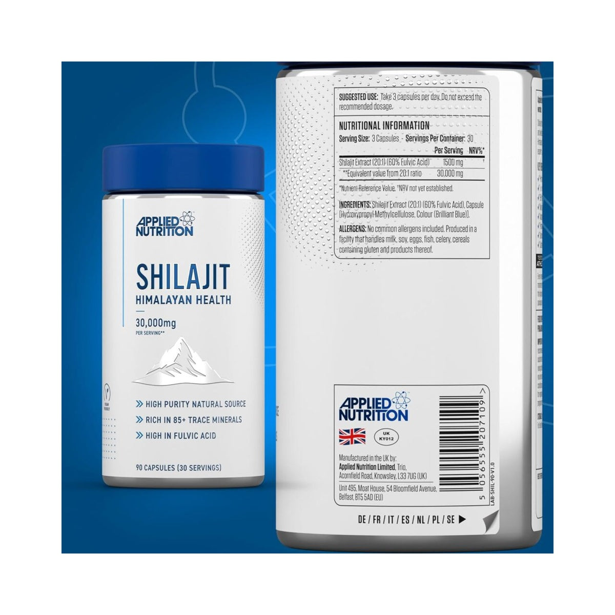 Applied Nutrition Shilajit Capsules 30,000mg – Pure Himalayan Shilajit Supplement 85+ Minerals for Energy + Immunity - High Strength Antioxidant - 90 Capsules (30 Servings)