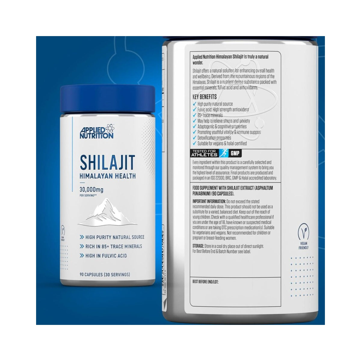 Applied Nutrition Shilajit Capsules 30,000mg – Pure Himalayan Shilajit Supplement 85+ Minerals for Energy + Immunity - High Strength Antioxidant - 90 Capsules (30 Servings)