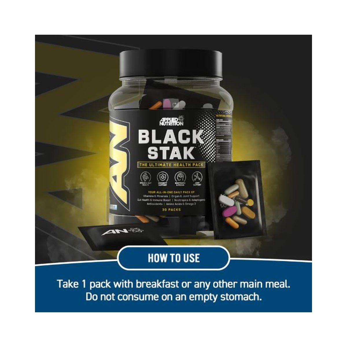 Applied Nutrition Black Stak - The Ultimate Health Pack (30 packs in each tub)