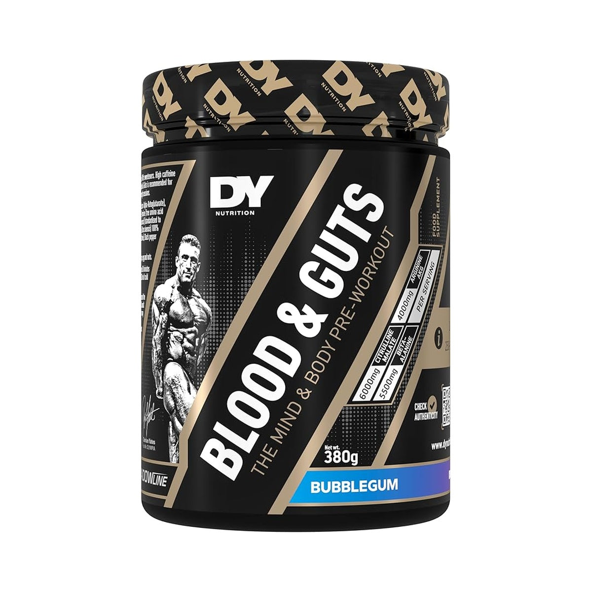 DY Nutrition - Blood and Guts Pre Workout Powder, 380g - High Strength Preworkout with 350mg Caffeine, Citrulline Malate, Beta Alanine, Arginine AKG, L-Tyrosine, Vitamin B3 for Men & Women