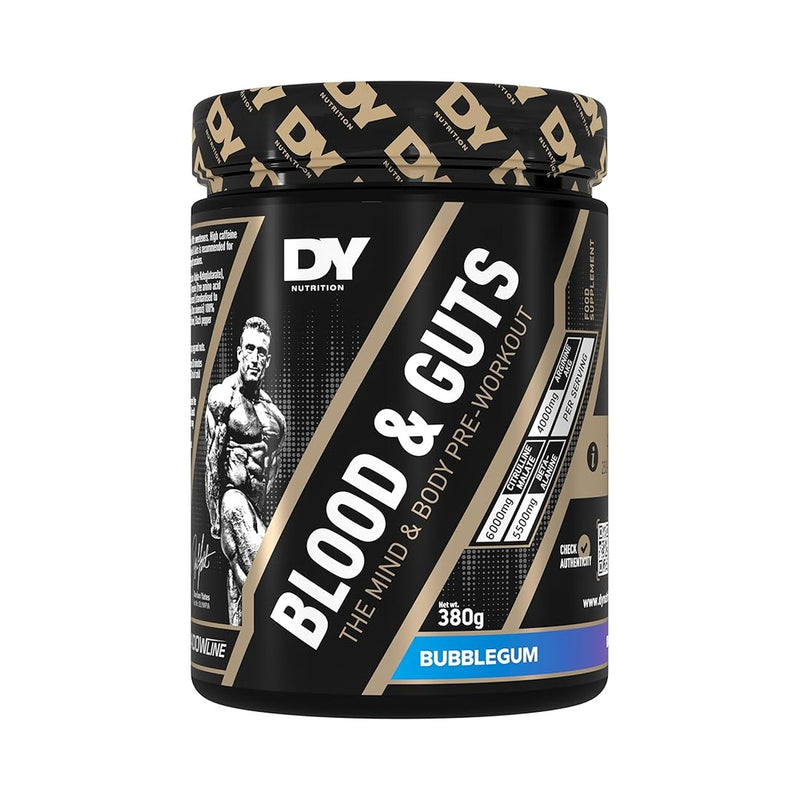 DY Nutrition - Blood and Guts Pre Workout Powder, 380g - High Strength Preworkout with 350mg Caffeine, Citrulline Malate, Beta Alanine, Arginine AKG, L-Tyrosine, Vitamin B3 for Men & Women