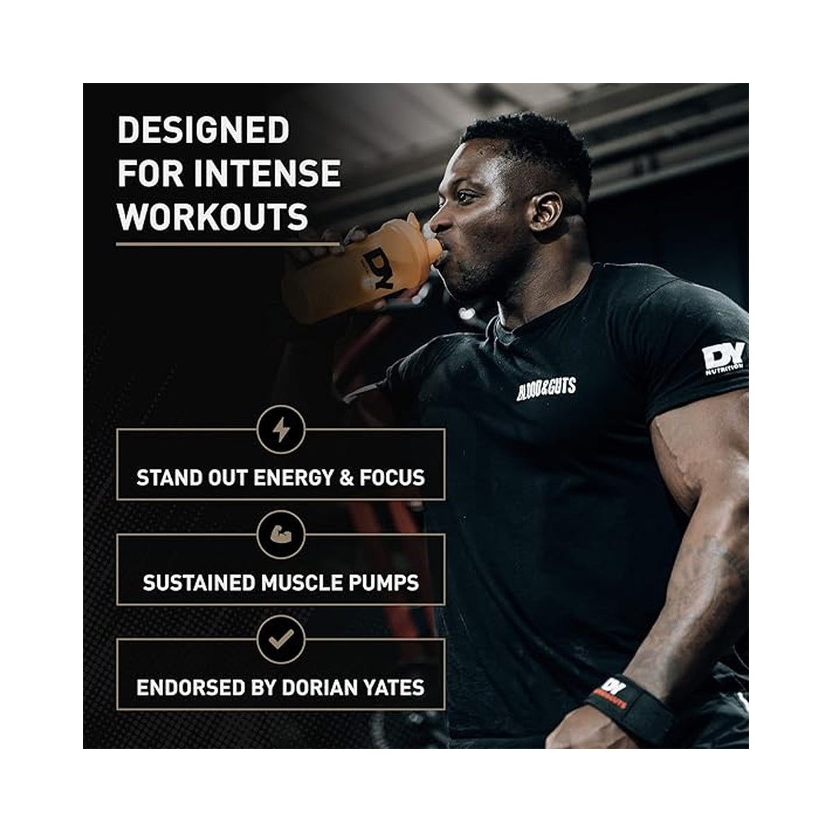 DY Nutrition - Blood and Guts Pre Workout Powder, 380g - High Strength Preworkout with 350mg Caffeine, Citrulline Malate, Beta Alanine, Arginine AKG, L-Tyrosine, Vitamin B3 for Men & Women