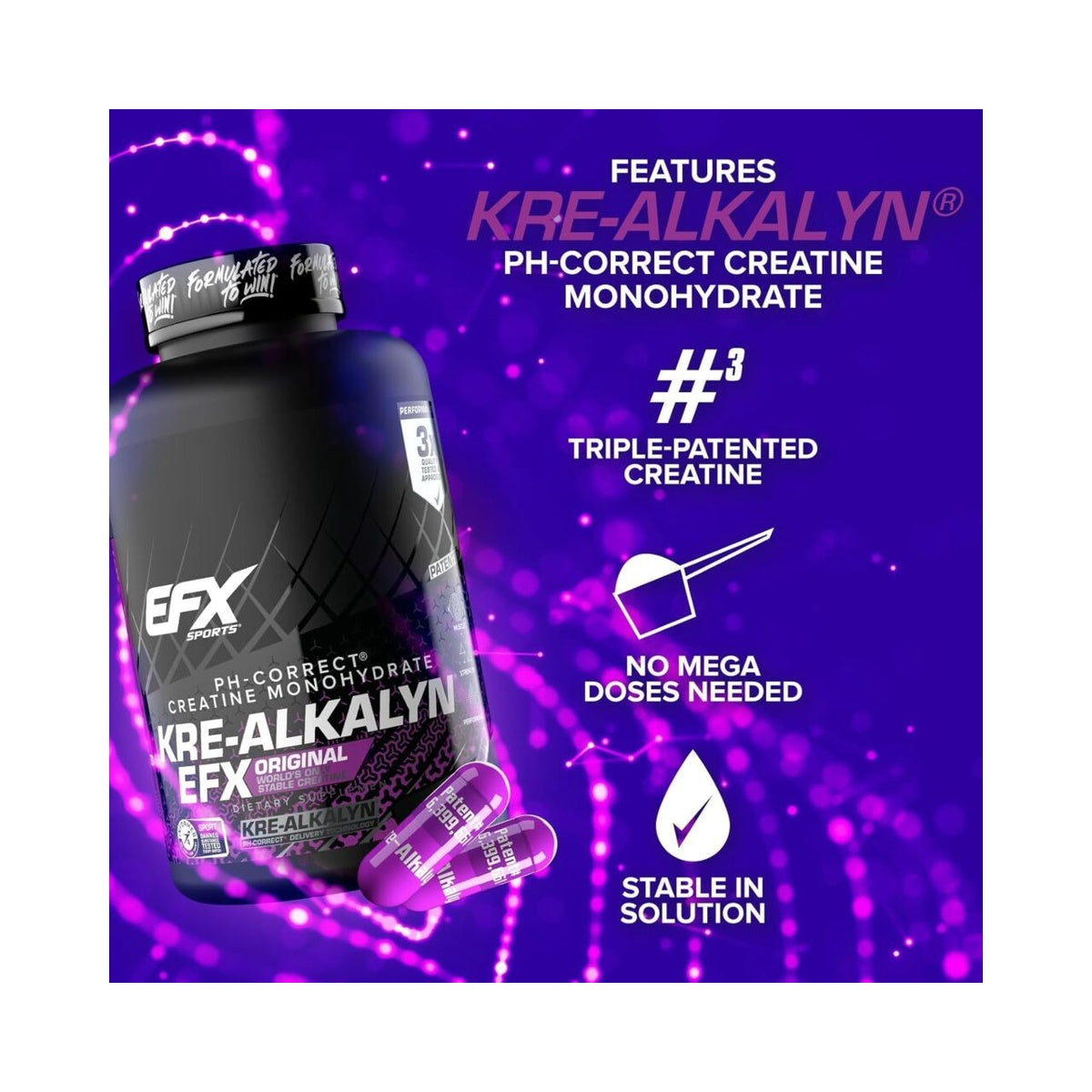 EFX Sports Kre-Alkalyn EFX | pH Correct Creatine Monohydrate Pill Supplement | Strength, Muscle Growth & Performance