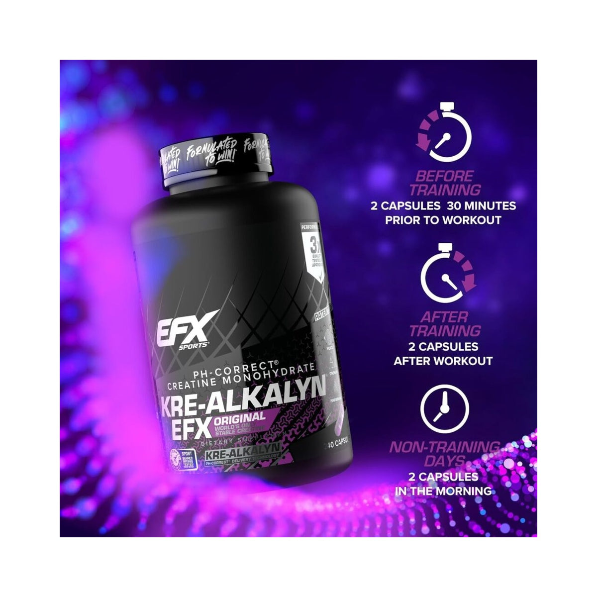 EFX Sports Kre-Alkalyn EFX | pH Correct Creatine Monohydrate Pill Supplement | Strength, Muscle Growth & Performance