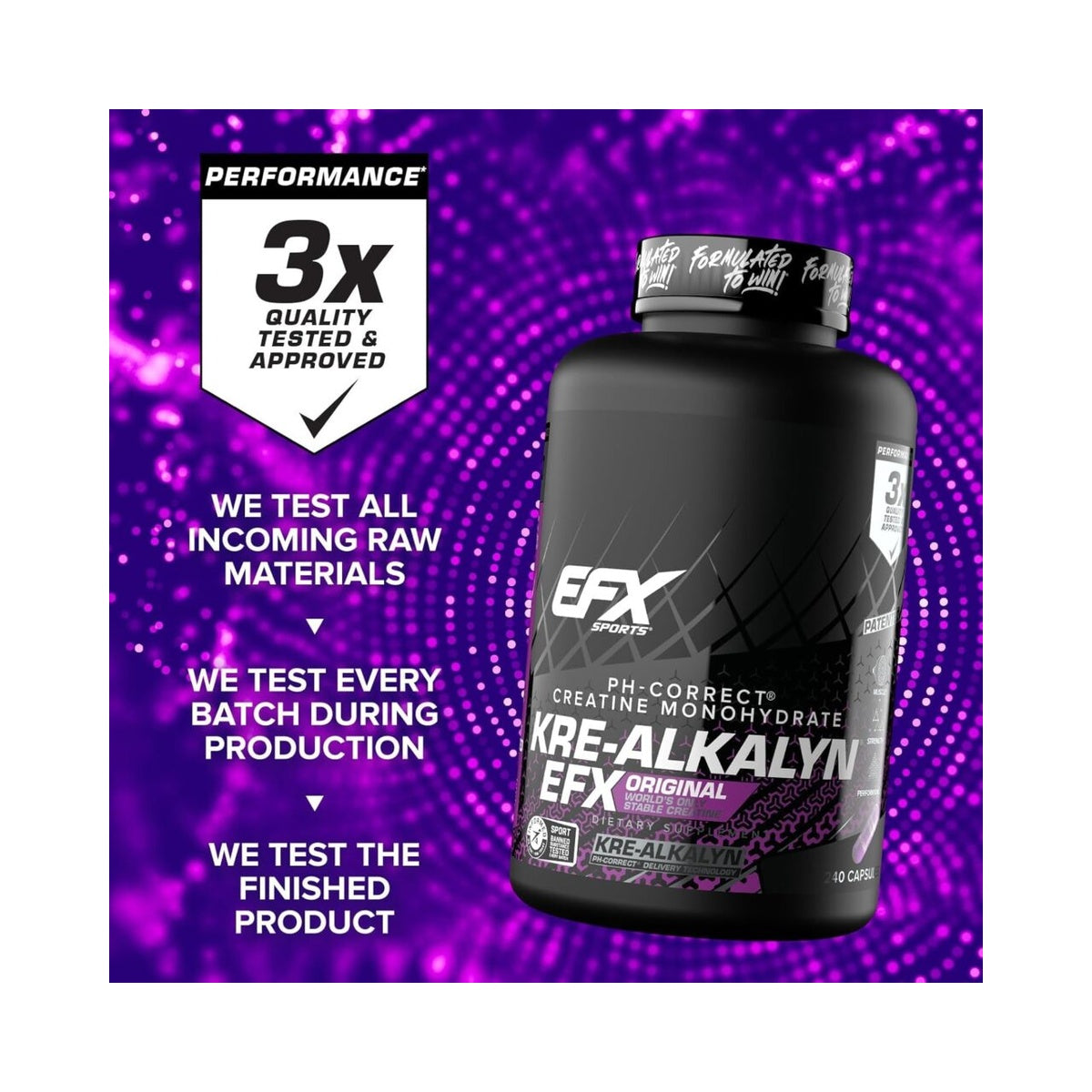 EFX Sports Kre-Alkalyn EFX | pH Correct Creatine Monohydrate Pill Supplement | Strength, Muscle Growth & Performance