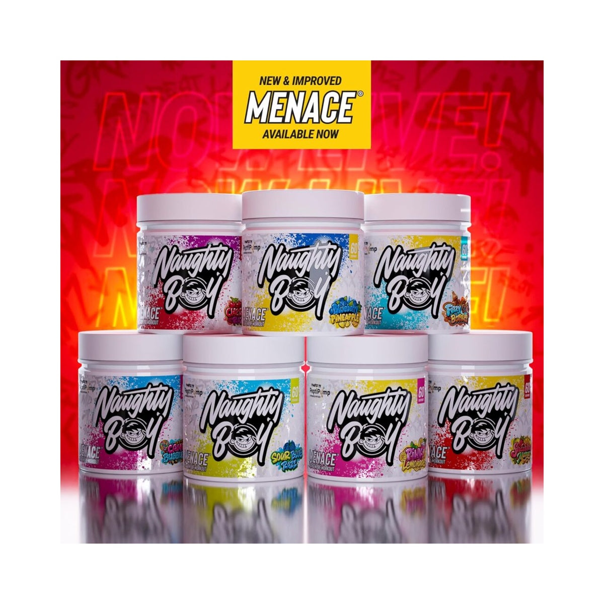 Naughty Boy Menace V2 Pre Workout - AI Powered Pre Workout Powder for Men & Women | Best Pre-Workout Energy Drink Supplements | Peptipump, Citrulline, Beta Alanine | 60 Servings