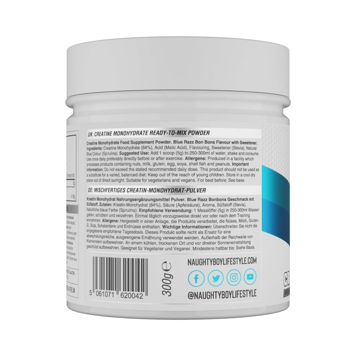 Naughty Boy Micronised Creatine Powder, Creatine Monohydrate Powder for Men & Women | Vegan Friendly | 60 Servings | 300g