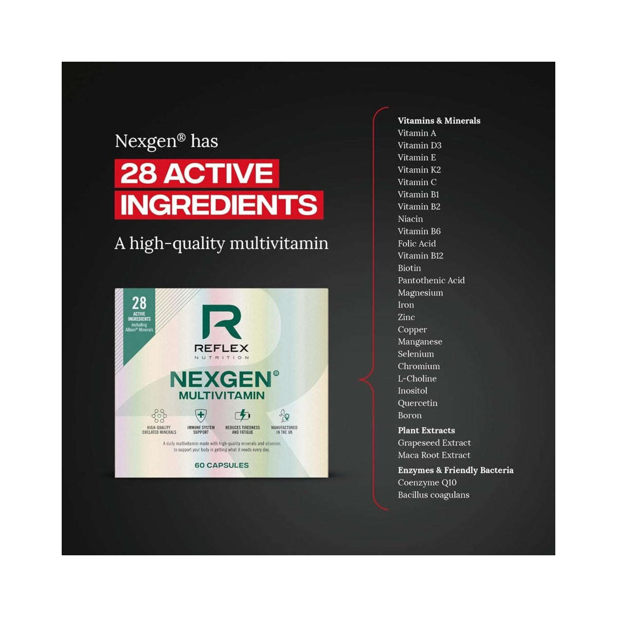 Reflex Nutrition Nexgen® Multivitamins and Minerals for Immune Support (60 Capsules)